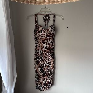 Victoria Secret "Miraculous Bra Tops" 34C Leopard Print Halter Dress